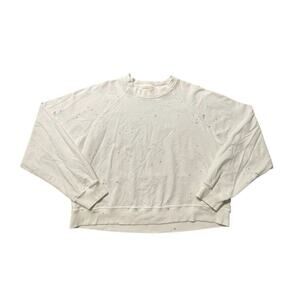 Electric & Rose Sweater Womens Medium White Crop Splatter Time 2 Live Cali USA